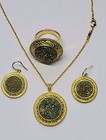 Vintage HN Heng Nai Blue Druzy Gold Tone  Jewelry Set — photo 3