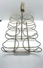 Vintage MCM Gold Metal Drinking Glass Tumbler Caddy Holder Drinkware for 8