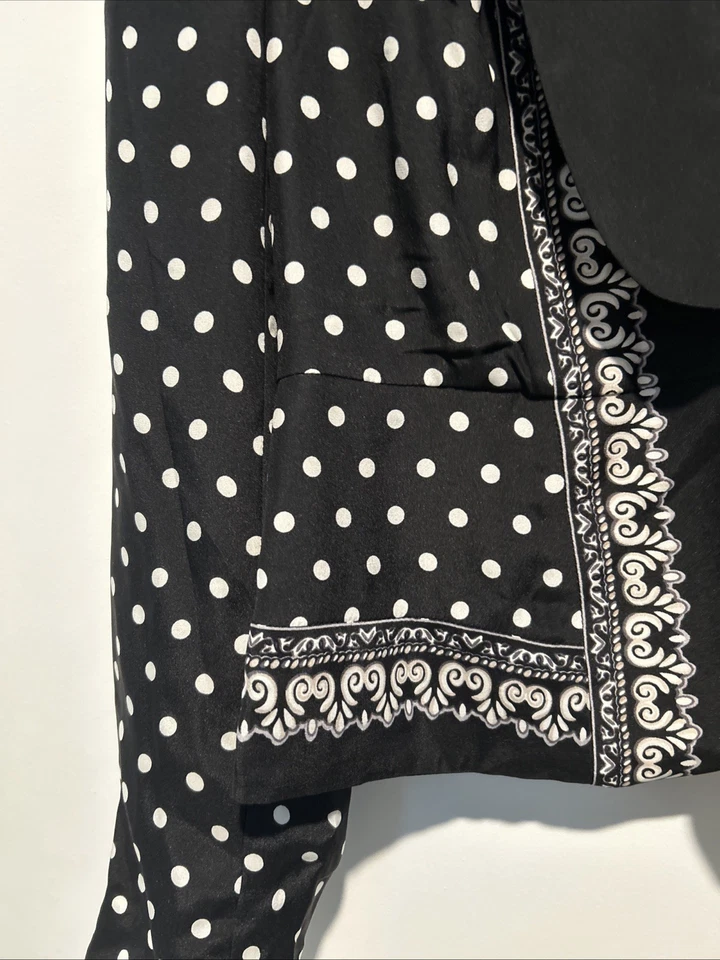 Chaqueta Blazer Casa Blanca Mercado Negro Seda Talla 8 Lunares Mangas Largas Foto 2 de 4