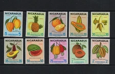 S7487   Nicaragua  1968  flora  fruits   10v.   MNH