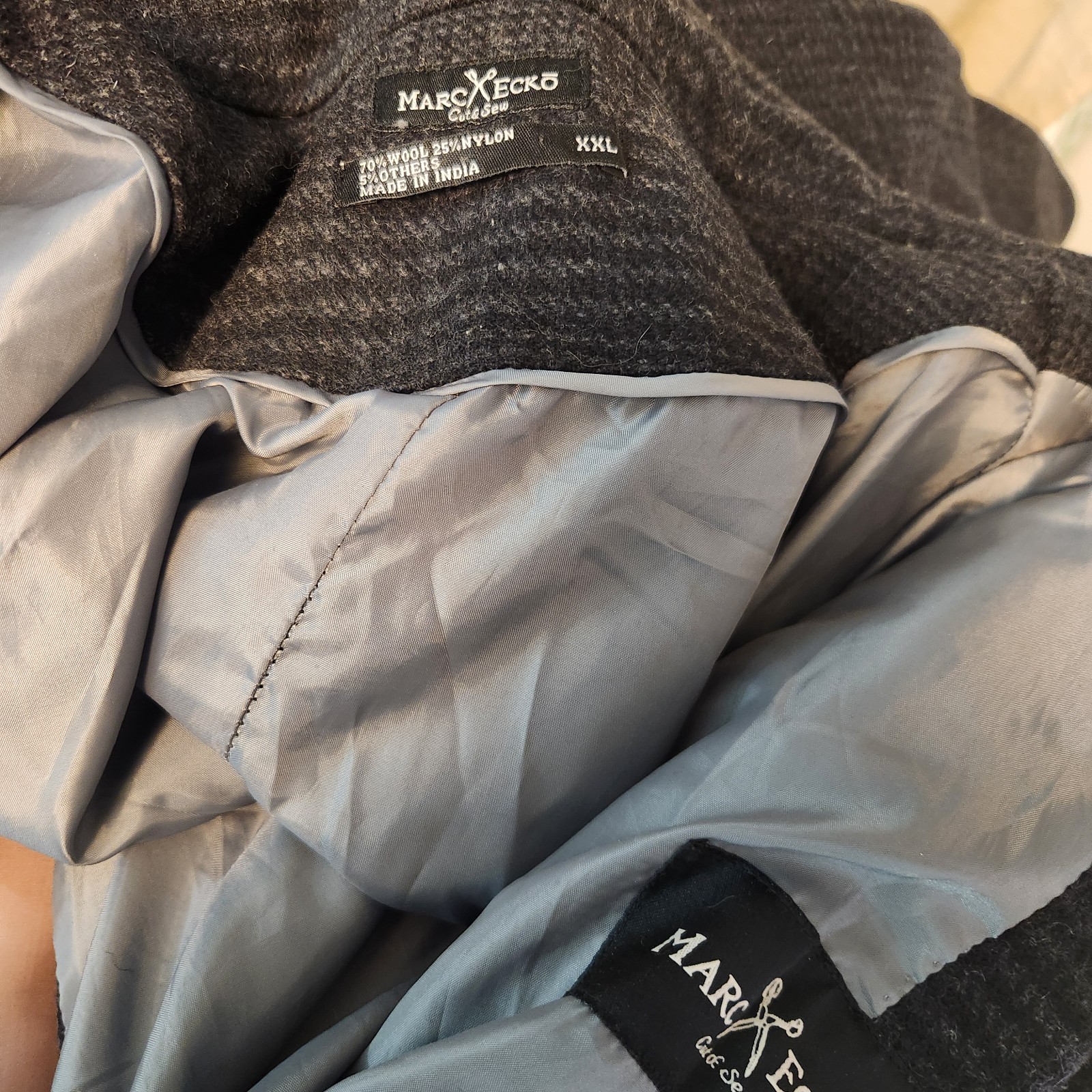 Marc Ecko Black Gray Check Wool BlendShell Insula… - image 10