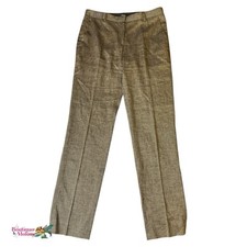 THEORY Trouser Textured Linen Pants in Brown Black Straight Women Size 2R