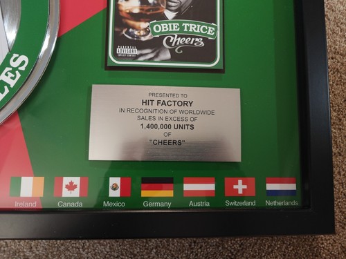 1.4 Multi / Platinum Sales Award Plaque Obie Trice Cheers Eminem Non-RIAA Milli - Picture 2 of 14