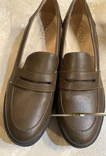 Womens Brown Leather Slip-on Loafers