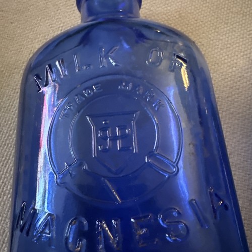 Vintage Lg Cobalt Blue USA , Sm Made In USA glass Milk of Magnesia Bottles - Picture 10 of 14