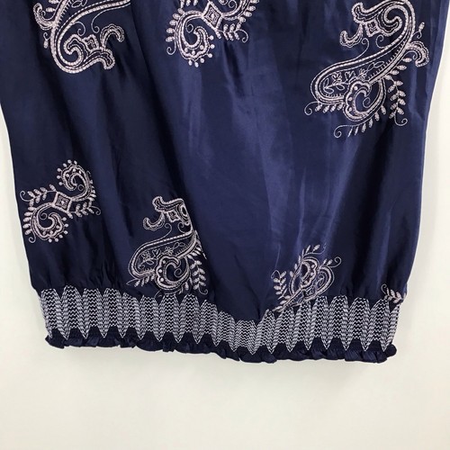 Heart Soul Womens Halter Top Size Large Y2K Paisley Embroidered Satin Ruched Hem - Picture 7 of 12