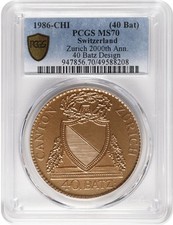 1986 Switzerland Zurich 40 Batz - PCGS MS70