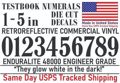 0-10 1''-5'' Your Size Vinyl Reflective Decal Sticker Numbers (BLACK), Made in USA
