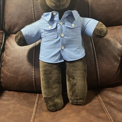 Inspector Brown Plush Teddy Bear w/ Uniform Shirt & Hat 11-15 in Vintage 1990s