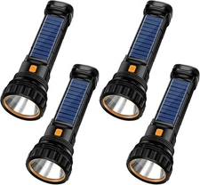 4pcs Solar/Rechargeable Multi Function 1000 Lumens LED Flashlight, with Emerg...