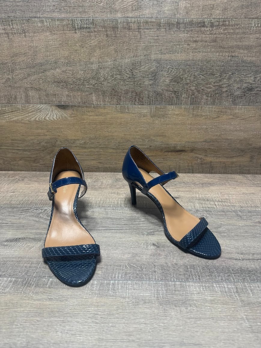 Calvin Klein Luigina Blue Patent Snake Embossed Leather Heels Women's Size 7 thumbnail 6