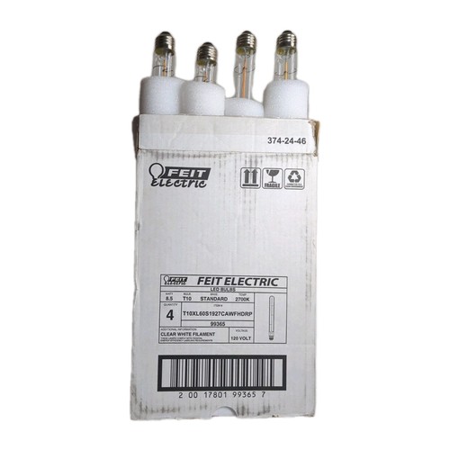 1PC 8.5W (60W Replacement) T10 E26 Dimmable Straight White Filament Clear Glass - Picture 1 of 5