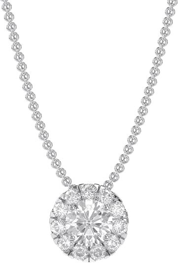 1 Ct Round Cut Lab Grown Diamond Halo Solitaire Pendant Necklace 14k Gold