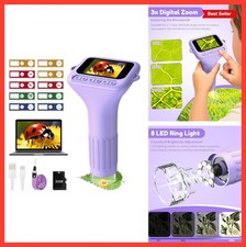 Handheld Digital Microscope for Kids 1000x 2 Inch Screen 8 LED Photo Video USB