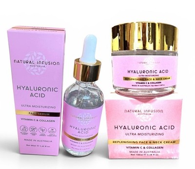 Natural Infusion Australia Hyaluronic Acid Face Serum, Face & Neck Cream,OR Both