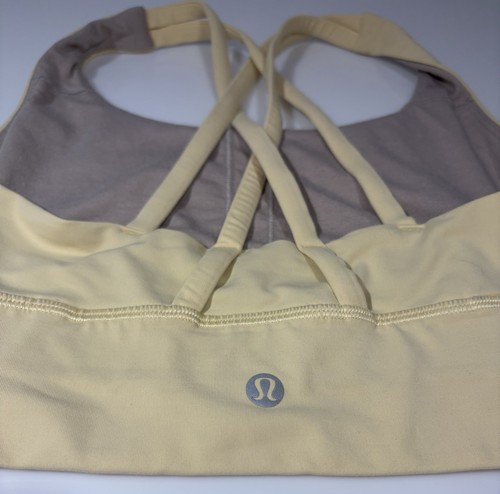 Lululemon Energy Longline Bra Support A-B Cup Light Yellow No Pads Size 4 - Picture 2 of 3