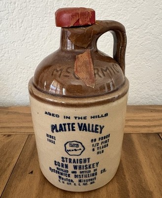 Vintage 1974 McCormick Platte Valley Straight Corn Whiskey Stoneware Jug / Empty