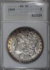 1894 P Morgan Dollar $1 - ANACS AU50 Old ANA Holder Genie Lamp *Super Rare* #140