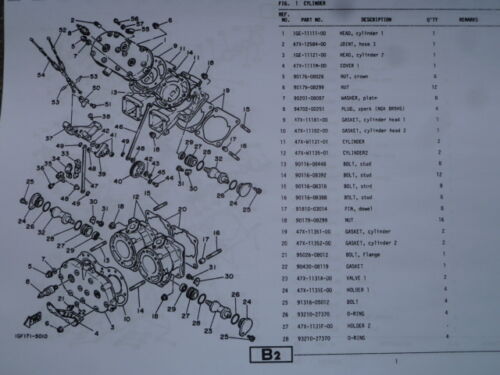 YAMAHA RD 500 LC 47X 1GE PARTS LIST MANUAL CATALOGUE RZ 500 25 1GE 300E1 nos - Picture 4 of 12
