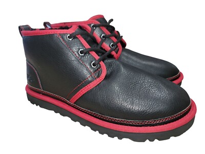 UGG Neumel Men s Boots Leather In Black w/ Red Trim Size 10 New