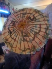 Vintage Japanese umbrella made of bamboo and rice paper Rare Find. Great Cond
