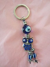 EVIL EYE PROTECTION BLUE EYE OWL LUCKY KEY CHAIN BRAND NEW BEAUTIFUL