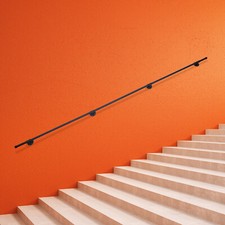 Staircase Handrail with 4 Wall Mount Support for Stairs Straight 10FT/3.05m US