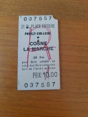 Ancien Ticket Sncf Pouilly sur Loire - Cosne - La Marche ( Nièvre ) - 1984 - Photo 1/4