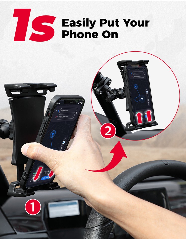 0.6"2" UTV Cell Phone Holder Mount for Polaris RZR 900 1000 XP Pro
