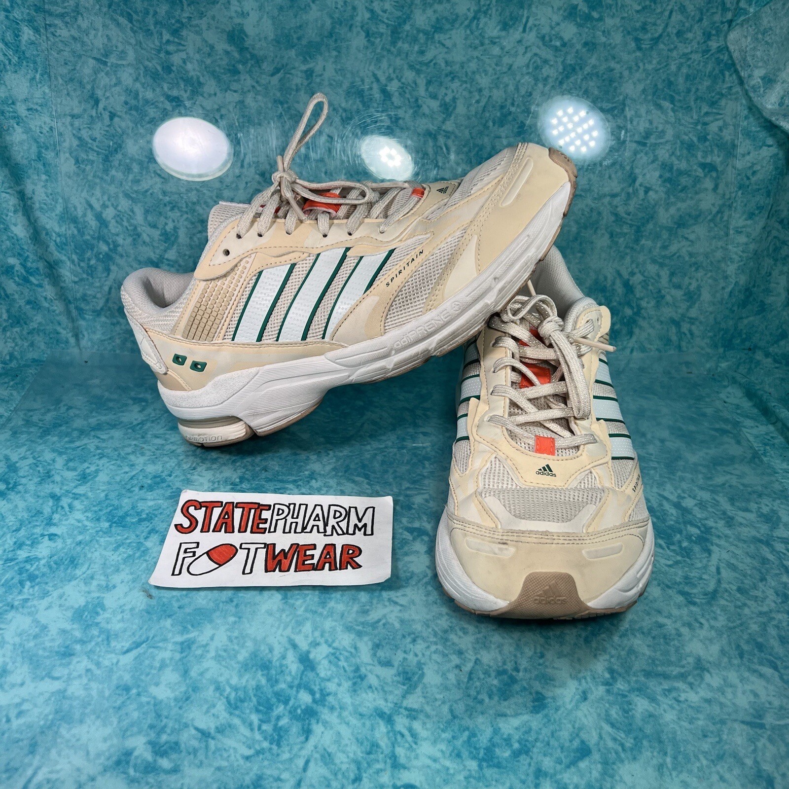 SAOLA Scarpe da ginnastica ammortizzate Adidas Spiritain da uomo verdi beige basse taglia 10