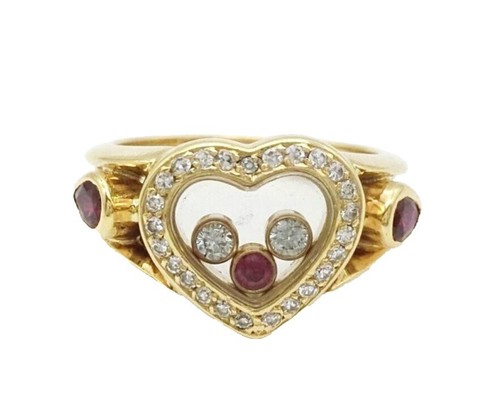 Auth MOKUMEGANEYA Ring Pink &Clear Diamond Textured US5-5.25 18K