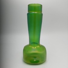 Antique Loetz Kralik Iridescent Art Nouveau Bohemian Art Glass Green Vase