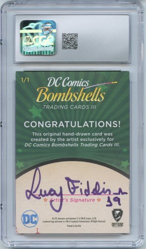 2019 DC Comics Bombshells Cryptozoic Supergirl Sketch Lucy Fidelis 1/1 CGC 9 - Picture 2 of 2