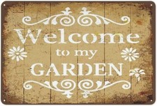 Welcome to My Garden Tin Metal Signs Vintage Wall For Yard Rustic Garden Outdo