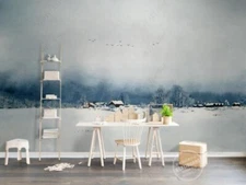 3D Modern Rural Forest House Bird Self-adhesive Removeable Wallpaper Wall Mural