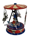 VTG 1999 Schylling Tin Carousel Toy with Rabbit Dog Pig Horse and Children