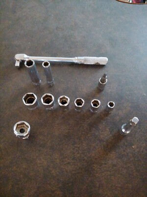 Snap On breaker bar plus Mixed Set Of 1/4'' Drive, 6 Pt Deep Short