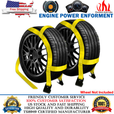 2PCS Heavy Duty Car Basket Tiedown Straps Tire Tow Dolly Wheel - Foto 3