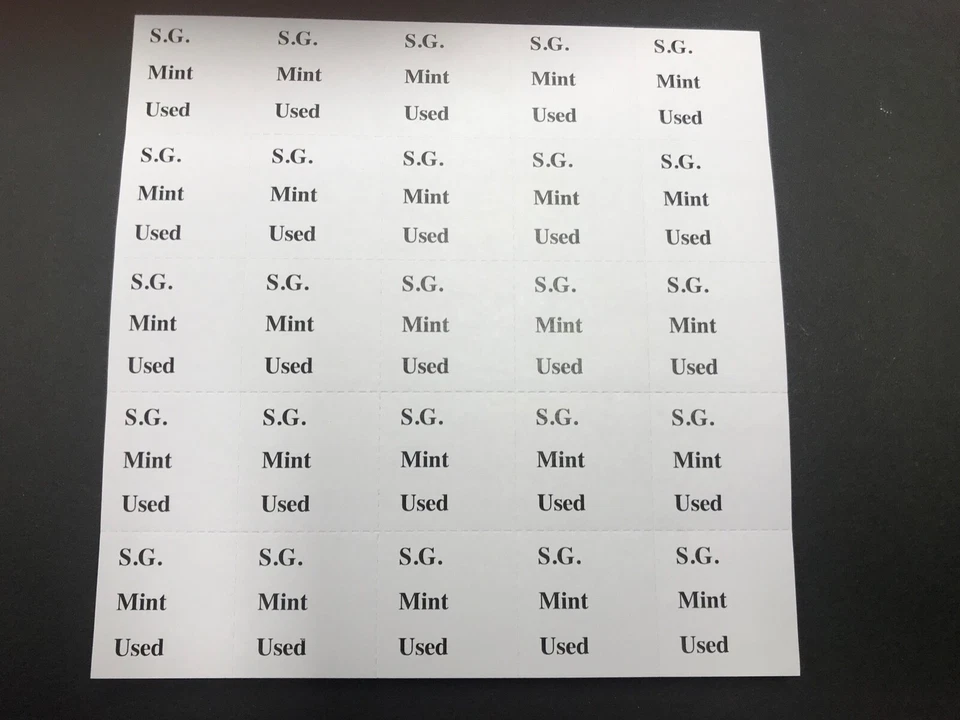 Stanley Gibbons SG Stempel Preis Zustandsetiketten/Etiketten Identifikationspaket 1000