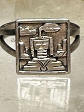 Kay Johnson Anglo ring size 6.25 figurative Navajo sterling silver sterling wome
