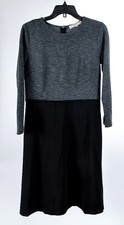 Loft Women’s Dress 8 Gray Black A Line Long Sleeve Pockets Stretch