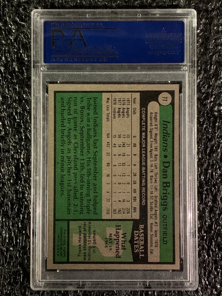 1979 Topps Baseball #77 Dan Briggs PSA 9 - Image 2 of 2