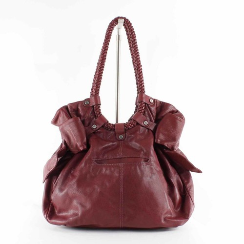 Lockheart Burgundy Red 14 X 11 Leather Braided Applique Detail Boho Purse - Picture 3 of 7