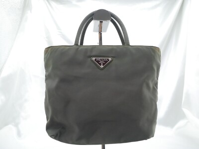 Prada Mini Tote Nylon Khaki Green Handbag Made in Italy Authentic