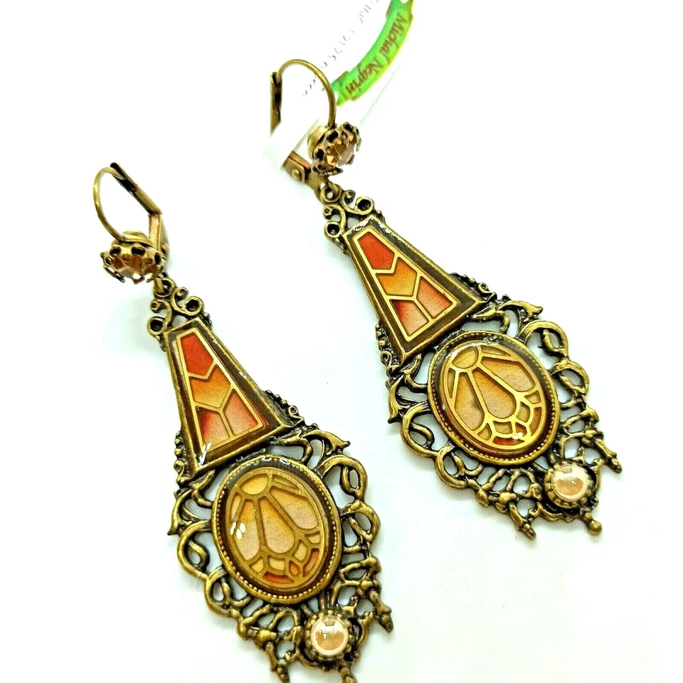 Pendientes Victorianos Michal Negrin Largos Art Deco Reales y Cristales Regalo Nuevos Grandes Foto 3 de 4