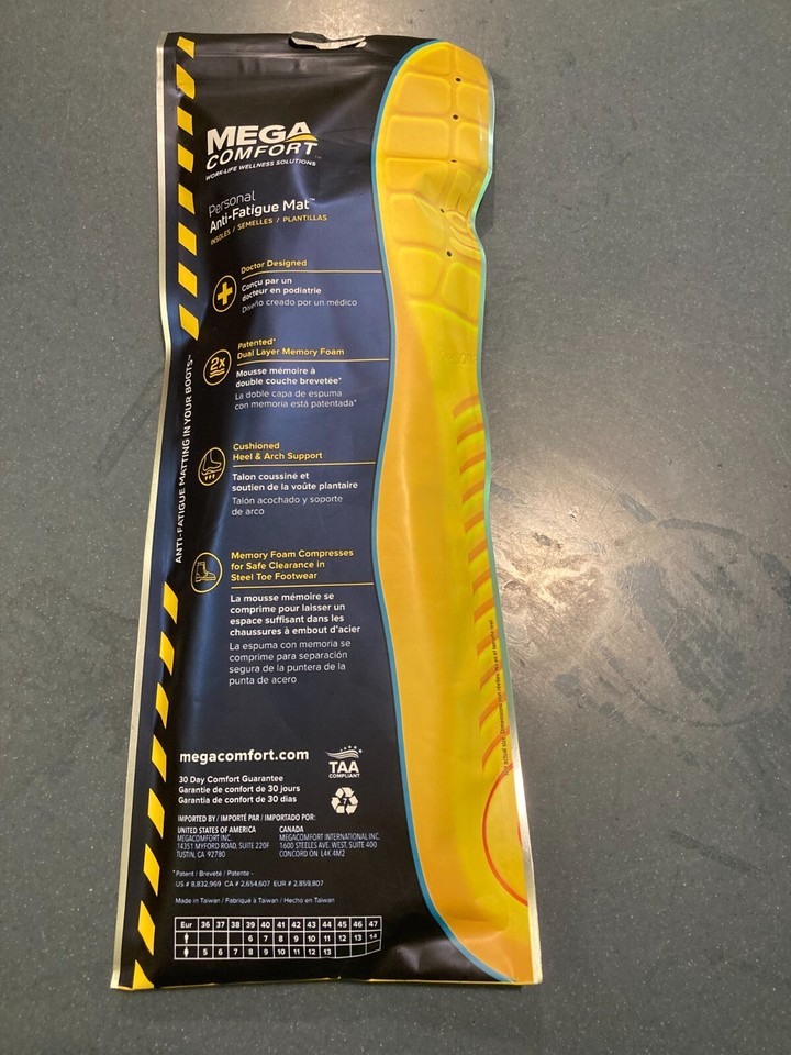 Mega Comfort Personal Anti-Fatigue Mat Insole. SIZE MENS 12 | eBay