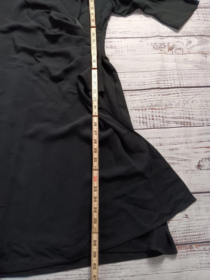 Dress Barn Dress Women’s 6 Black Wrap 3/4 Sleeve V-Neck Lined Classic Ruched - Image 4 of 4