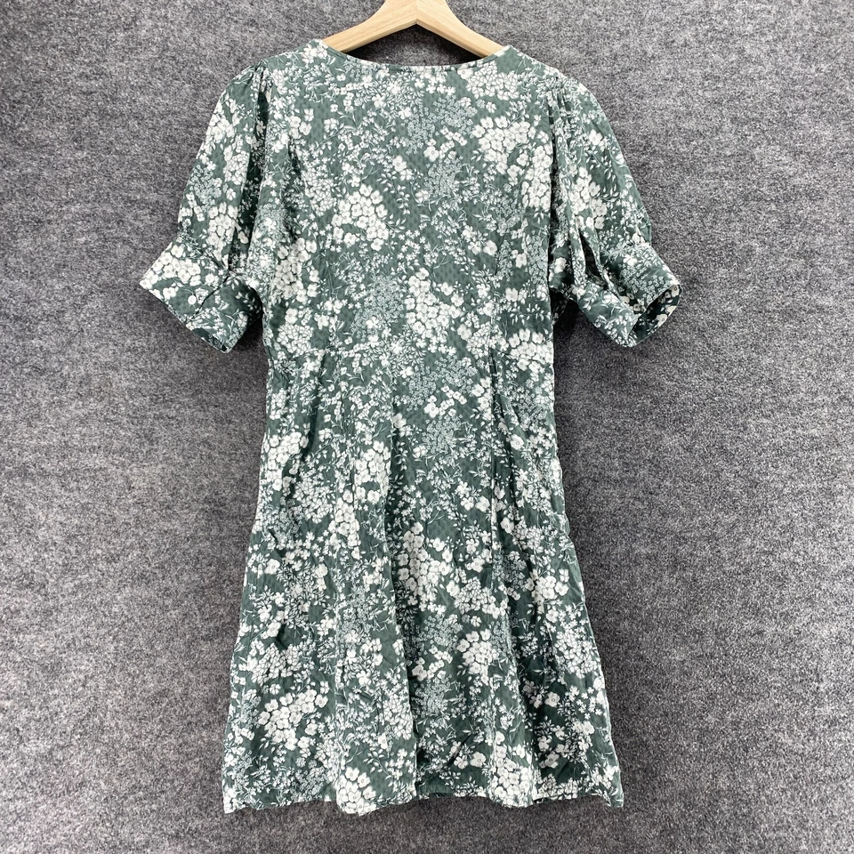 Vestido Joe Fresh Mujer S Pequeño Gris Floral Funda Midi Cuello en V Abotonado Rayón Foto 2 de 4