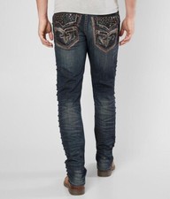 Rock Revival LAMPSON Stretch Biker Studded Straight Denim Jeans Men's Sz 40 x 31