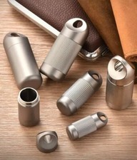 Titanium Waterproof Pill Holder Case Organizer Container Portable Keychain EDC